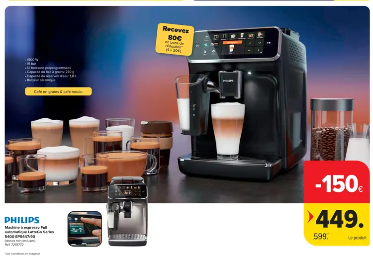 Offre: Machine à espresso Full automatique LatteGo S