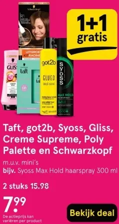 Aanbieding: Taft, got2b, Syoss, Gliss, Creme Supreme, Poly Palette en Schwarzkopf