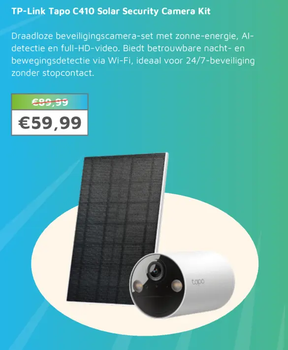 Aanbieding: TP-Link Tapo C410 Solar Security Camera Kit