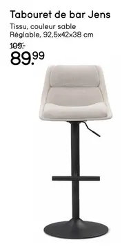 Offre: Tabouret de bar Jens - réglable en hauteur - couleur sable