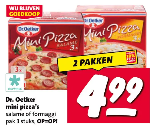 Aanbieding: mini pizza's salame of formaggi