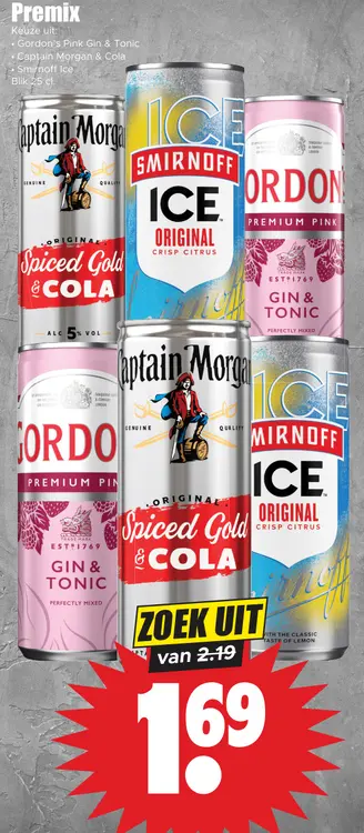 Aanbieding: Gordon's Pink Gin & Tonic, Captain Morgan