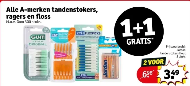 Aanbieding: A-merken tandenstokers, ragers en floss