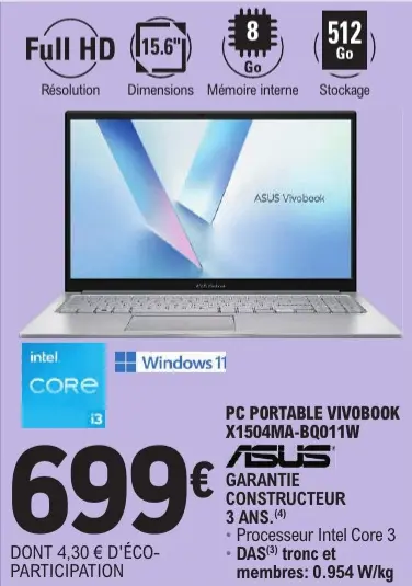 Offre: Pc Portable Vivobook X1504Ma-Bq011W
