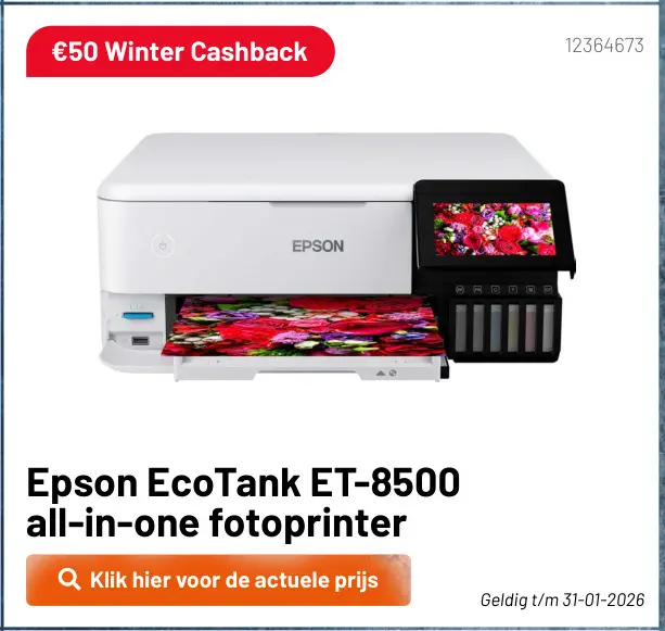 Aanbieding: EcoTank ET-8500 all-in-one fotoprinter