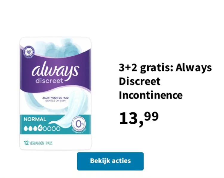 Aanbieding: Always Discreet Incontinence