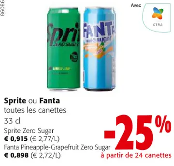Offre: Sprite ou Fanta toutes les canettes