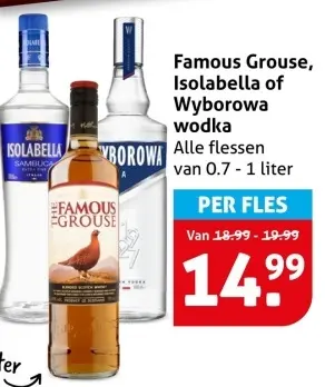 Aanbieding: Famous Grouse, Isolabella of Wyborowa wodka