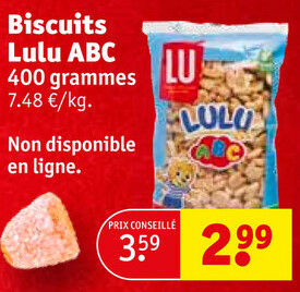 Offre: Biscuits Lulu ABC