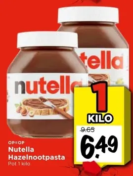 Aanbieding: Nutella Hazelnootpasta