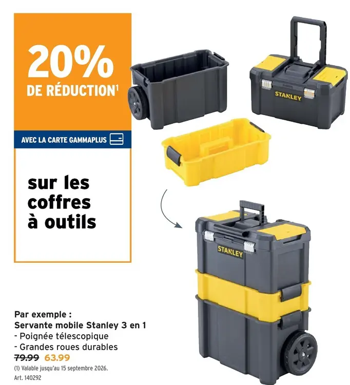 Offre: Servante mobile Stanley 3 en 1