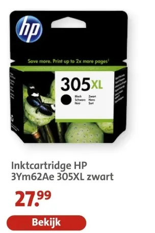 Aanbieding: Inktcartridge HP 3Ym62Ae 305XL zwart