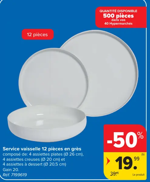 Offre: Service vaisselle 12 pièces en grès
