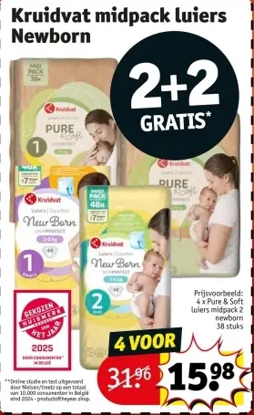 Promotie: Kruidvat midpack luiers Newborn