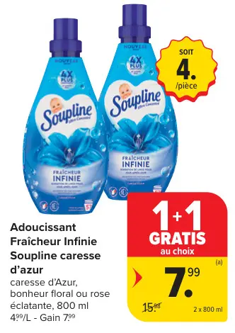 Offre: Adoucissant Fraîcheur Infinie Soupline caresse d'azur