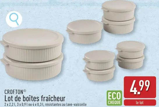 Offre: Lot de boîtes fraîcheur