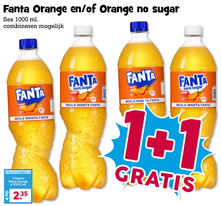 Aanbieding: Fanta Orange en/of Orange no sugar