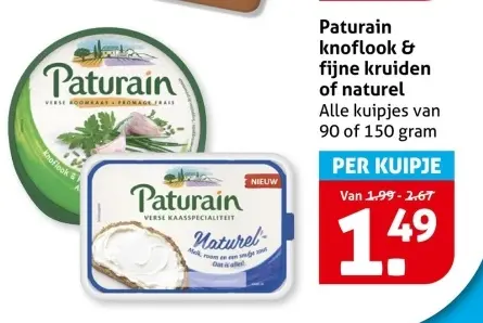 Aanbieding: Paturain knoflook & fijne kruiden of naturel