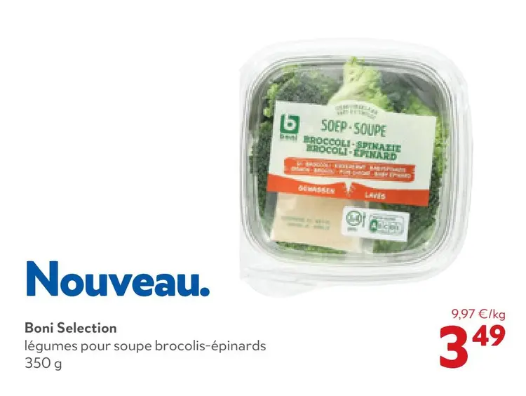 Offre: Boni Selection légumes pour soupe brocolis-épinards