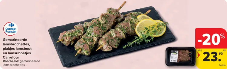 Promotie: Gemarineerde lamsbrochettes, blokjes lamsbout