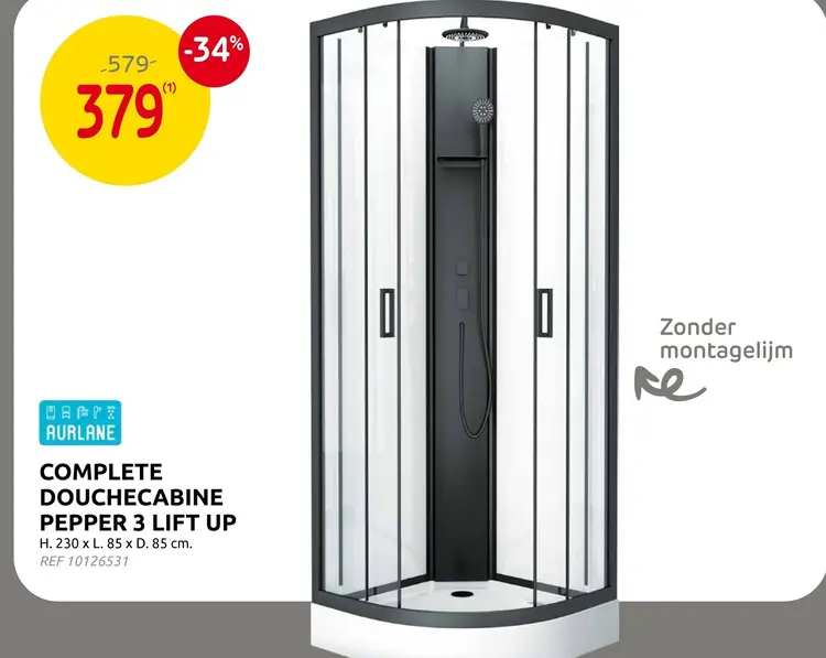 Promotie: Complete douchecabine pepper 3 lift up