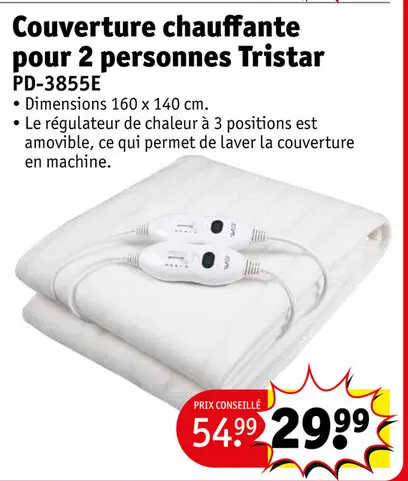 Offre: Couverture chauffante pour 2 personnes