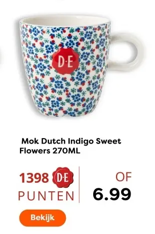 Aanbieding: Mok Dutch Indigo Sweet Flowers