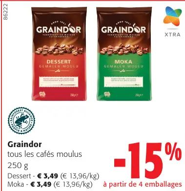 Offre: Graindor tous les cafés moulus