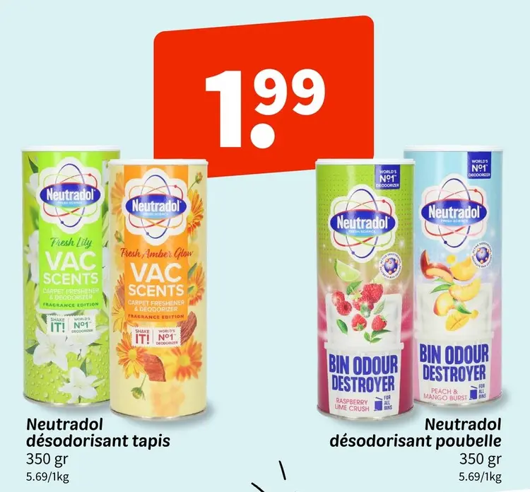 Offre: Neutradol désodorisant tapis / désodorisant poubelle