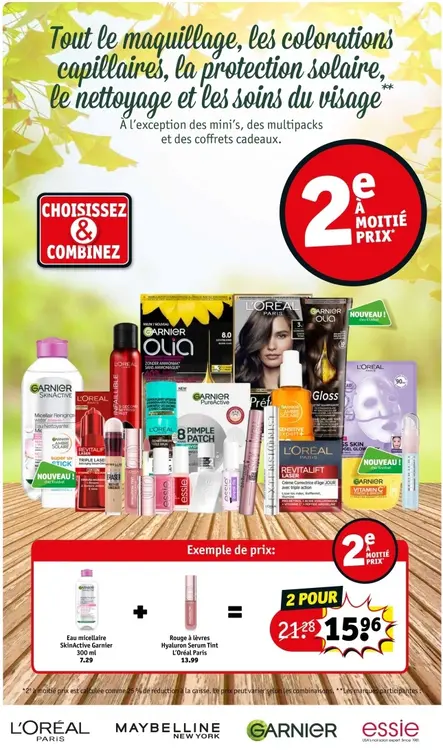 Offre: Tout le maquillage, les colorations capillaires, la protection solaire, le nettoyage et les soins du visage