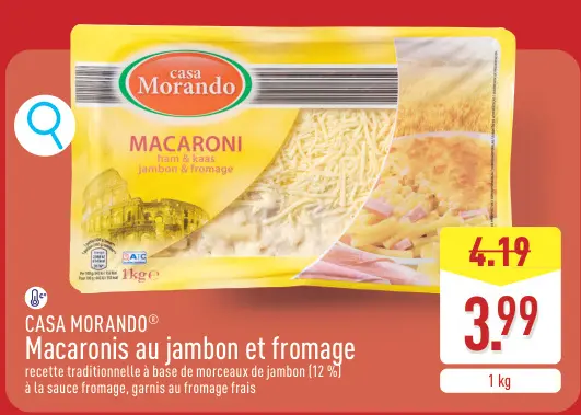 Offre: Macaronis au jambon et fromage