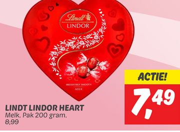 Aanbieding: LINDT LINDOR HEART Melk . Pak
