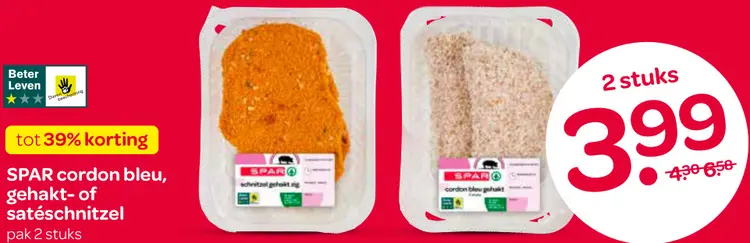 Aanbieding: Cordon bleu, gehakt- of satéschnitzel