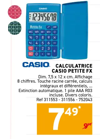 Offre: Calculatrice CASIO petite fx