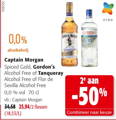 Promotie: Captain Morgan, Gordon's of Tanqueray