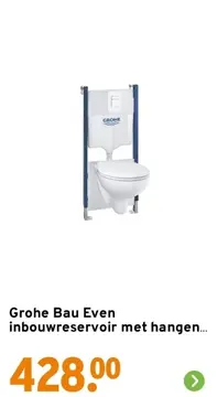 Aanbieding: Grohe Bau Even inbouwreservoir met hangend toilet