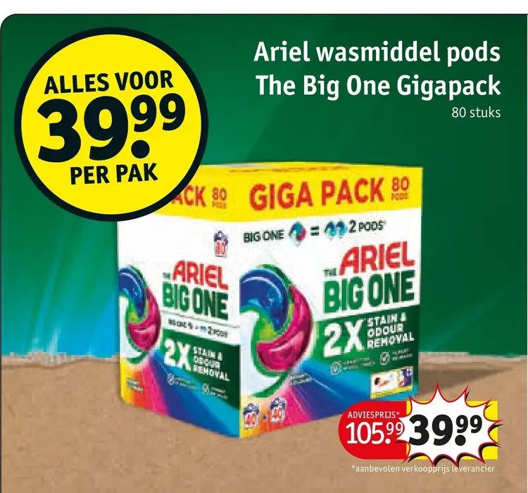 Aanbieding: Ariel wasmiddel pods The Big One Gigapack