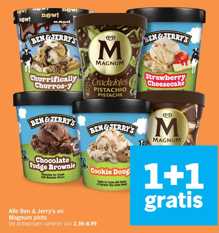 Aanbieding: Ben & Jerry's en Magnum pints