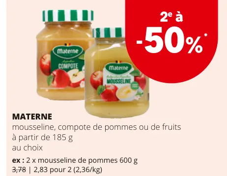Offre: Mousseline, compote de pommes 