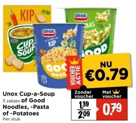 Aanbieding: Unox Cup-a-Soup of Good Noodles, -Pasta of -Potatoes