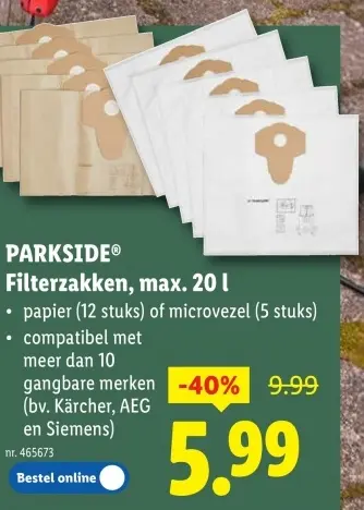 Promotie: Filterzakken