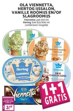 Aanbieding: Ola Vienetta, Hertog IJssalon, vanille roomijs en/of slagroomijs