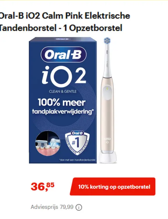Promotie: Oral-B iO2 Calm Pink Elektrische Tandenborstel