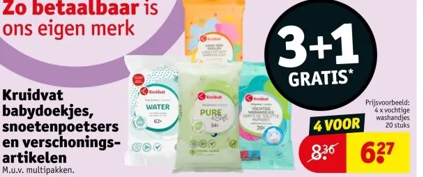 Promotie: Kruidvat babydoekjes, snoetenpoetsers en verschoningsartikelen