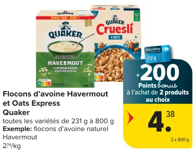 Offre: Flocons d'avoine Havermout et Oats Express