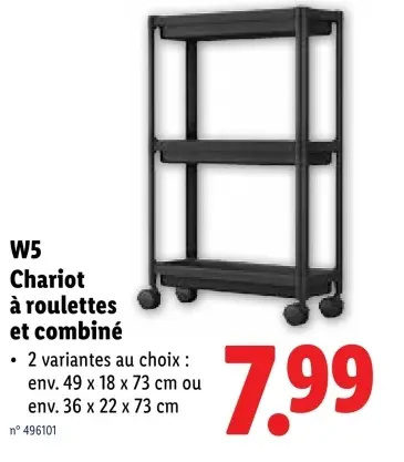 Offre: Chariot à roulettes et combiné