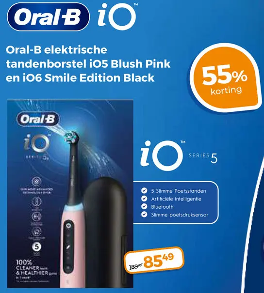 Aanbieding: elektrische tandenborstel iO5 Blush Pink en iO6 Smile Edition Black