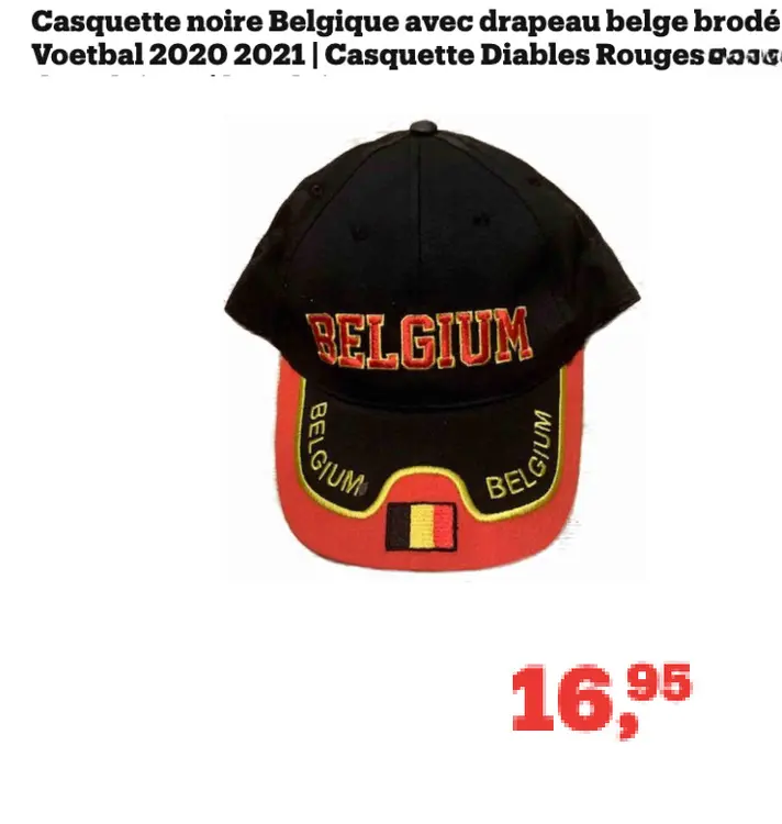 Offre: Casquette noire Belgique avec drapeau belge b