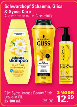 Aanbieding: Schwarzkopf Schauma, Gliss & Syoss Care
