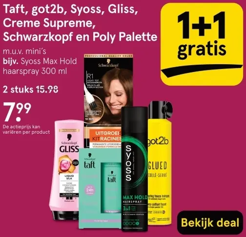 Aanbieding: Taft, got2b, Syoss, Gliss, Creme Supreme, Schwarzkopf en Poly Palette